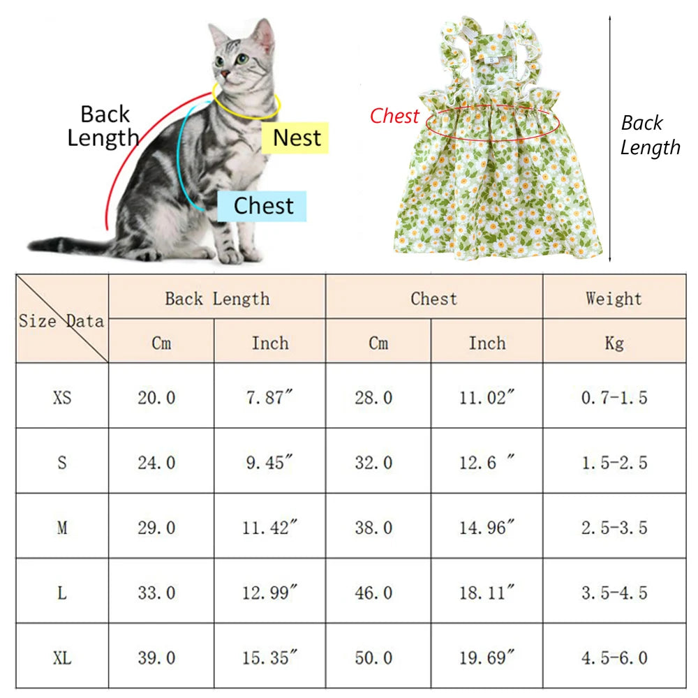 Sphynx Cat & Small Dog Summer Dress – Cotton Suspender Princess Outfit